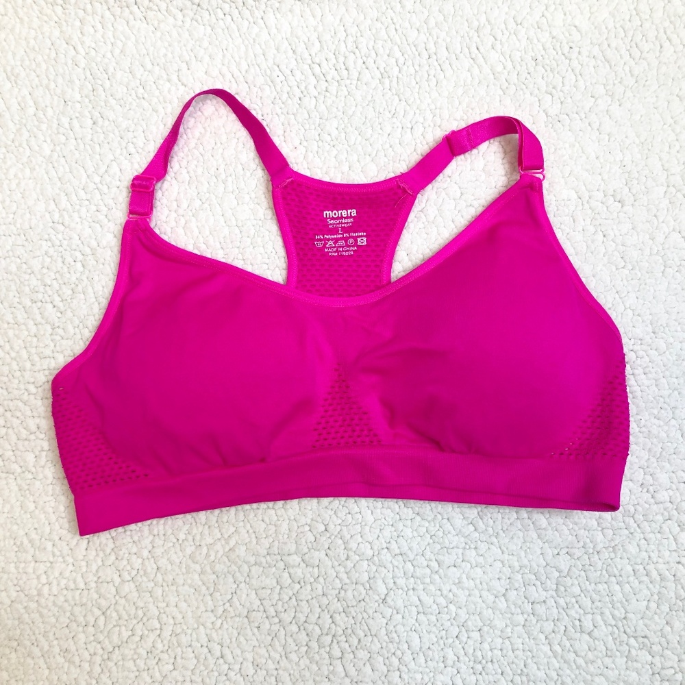 Morera Hot Pink Racerback Sports Bra Large